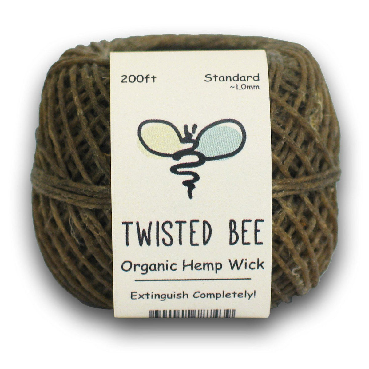 100% Organic Hemp Wick with Natural Beeswax Coating, Twisted Bee (200f