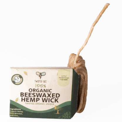 20 Pocket Pack 100% Organic Hemp Wick with Natural Beeswax Coating Pocket Pack, Twisted Bee (6.5ft x Standard (~1 mm))