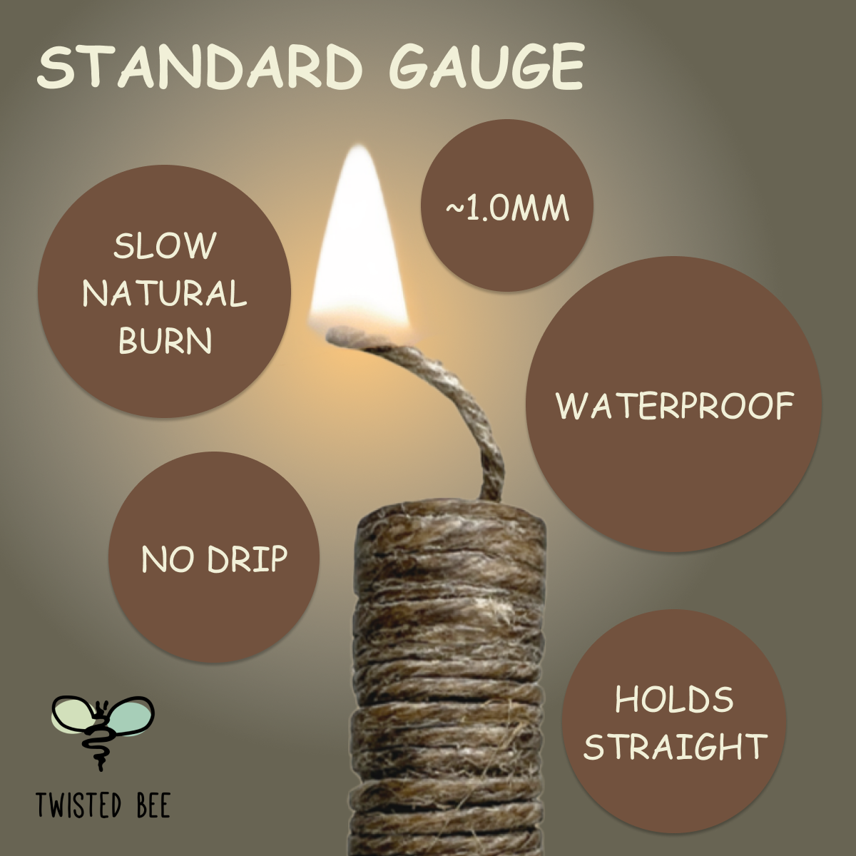 100% Natural Hemp Wick with Natural Beeswax Coating (40ft Standard Self Dispensing)