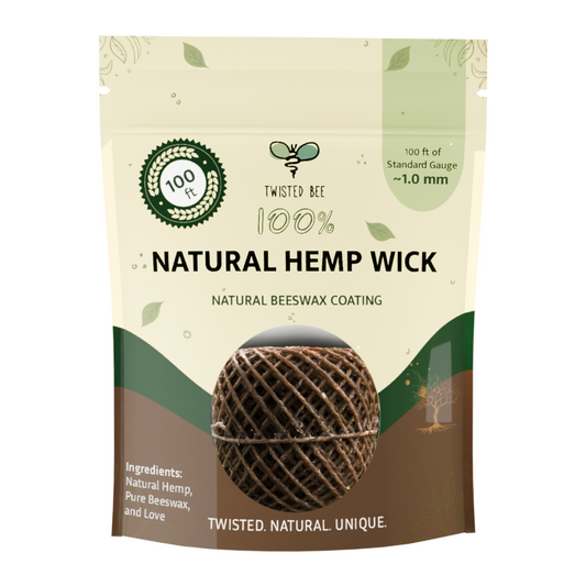 100% Natural Hemp Wick with Beeswax Coating (Natural 100ft Standard)